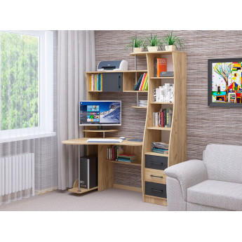 Cтол компьютерный угловой СК-34 крафт золотой/антрацит