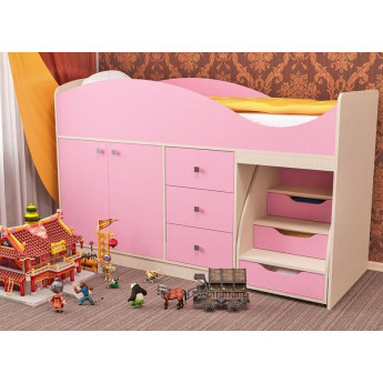 Детская кровать Стрелка Дуб молочный/Розовый