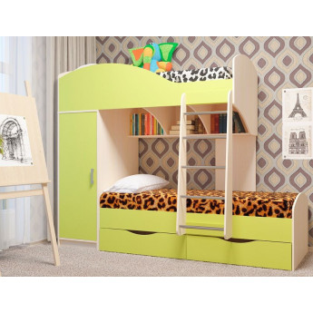 Двухъярусная кровать Жемчужина  Дуб молочный/Лайм
