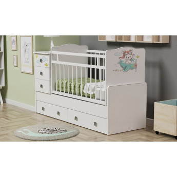 Кровать-трансформер Мир колибри-11 Мишка на вертолёте