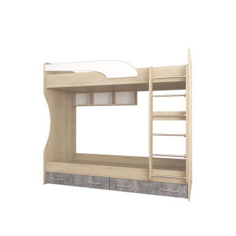 Кровать двойная лофт Детская Колибри (дуб сонома/ателье светлое/акрил белый) Кровать двойная лофт Детская Колибри (дуб сонома/ателье светлое/акрил белый)