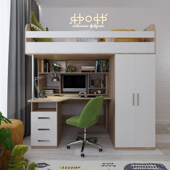 Кровать-чердак Аракс Дуб сонома/Белый