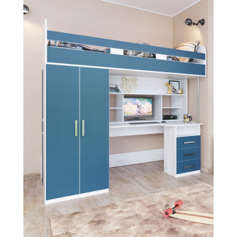 Кровать-чердак Аракс Винтерберг/Лазурь