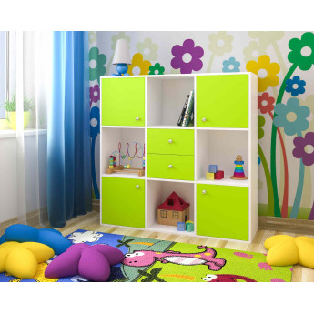 Стеллаж Джери Белое дерево/Лайм