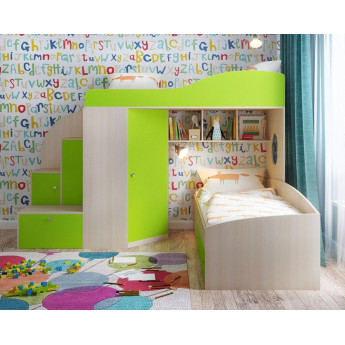 Двухъярусная кровать Кадет 2 Дуб молочный/Лайм Двухъярусная кровать Кадет 2 Дуб молочный/Лайм