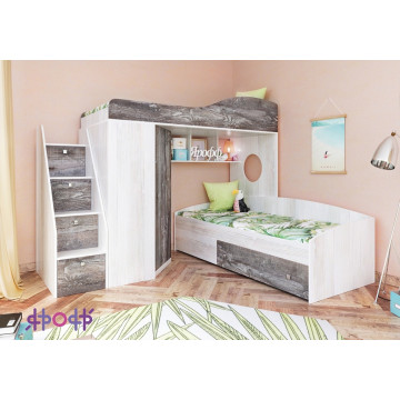 Двухъярусная кровать Кадет 2 с универсальной лестницей Винтерберг/Бетон Двухъярусная кровать Кадет 2 с универсальной лестницей Винтерберг/Бетон