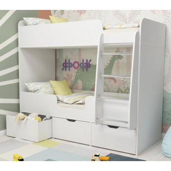 Кровать двухъярусная Малыш Двойняшка Белое дерево/Белое дерево