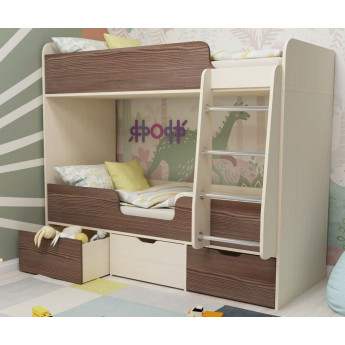 Кровать двухъярусная Малыш Двойняшка Дуб молочный/Анкор тёмный