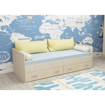 Кровать c выкатными ящиками Дуб молочный/Дуб молочный