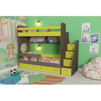Двухъярусная кровать Юниор 1 Анкор тёмный/Лайм