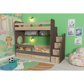 Двухъярусная кровать Юниор 1 Анкор тёмный/Ясень