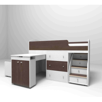 Кровать-чердак Малыш Белое дерево/Анкор тёмный Кровать-чердак Малыш Белое дерево/Анкор тёмный