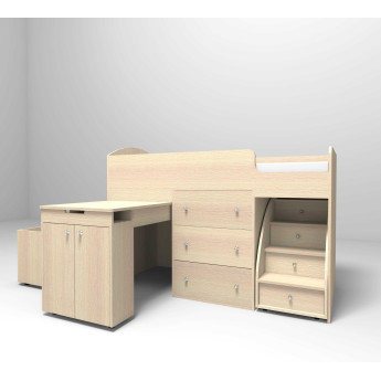 Кровать-чердак Малыш Дуб молочный/Дуб молочный Кровать-чердак Малыш Дуб молочный/Дуб молочный