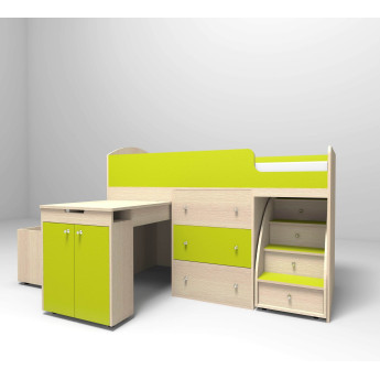 Кровать-чердак Малыш Дуб молочный/Лайм Кровать-чердак Малыш Дуб молочный/Лайм