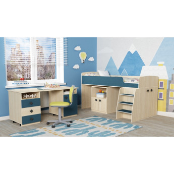 Кровать-чердак Малыш 5 без полки Дуб молочный/Лазурь Кровать-чердак Малыш 5 без полки Дуб молочный/Лазурь