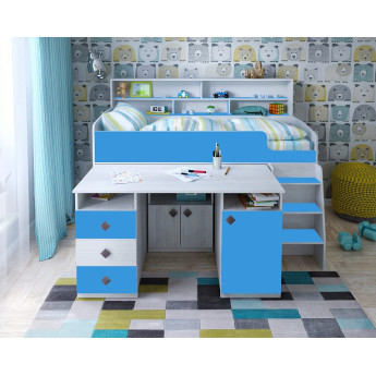 Кровать-чердак Малыш 5 с полкой Винтерберг/Голубой Кровать-чердак Малыш 5 с полкой Винтерберг/Голубой