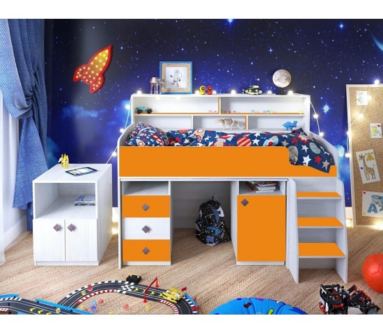 Кровать-чердак Малыш 5 Винтерберг/Оранжевый