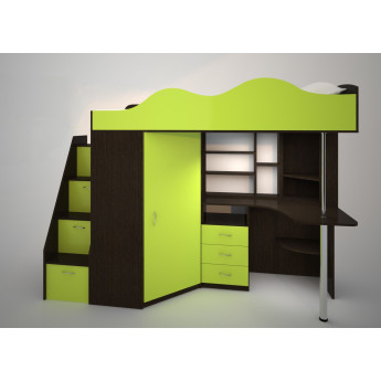 Кровать-чердак Пионер Венге/Лайм Кровать-чердак Пионер Венге/Лайм