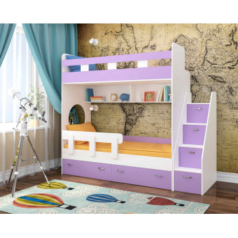 Двухъярусная кровать Юниор 1 Белое дерево/Ирис
