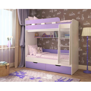 Двухъярусная кровать Юниор 5 Белое дерево/Ирис