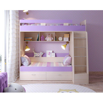 Двухъярусная кровать Юниор 6 Дуб молочный/Ирис