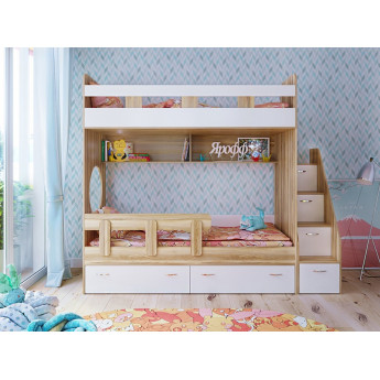Двухъярусная кровать Юниор 1 Ясень/Белое дерево